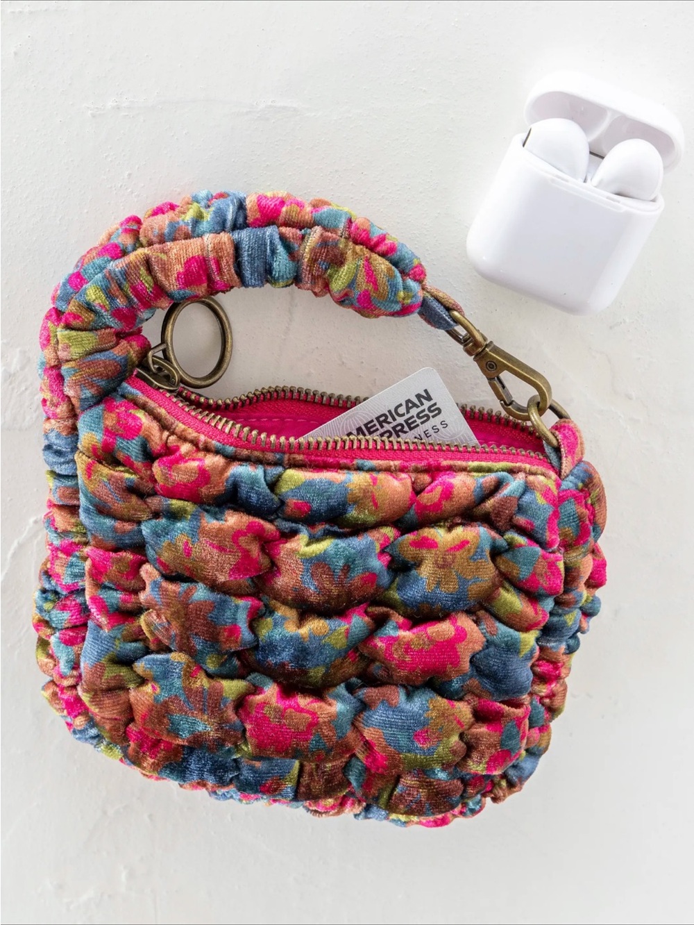 Natural Life velvet mini clip on pouch